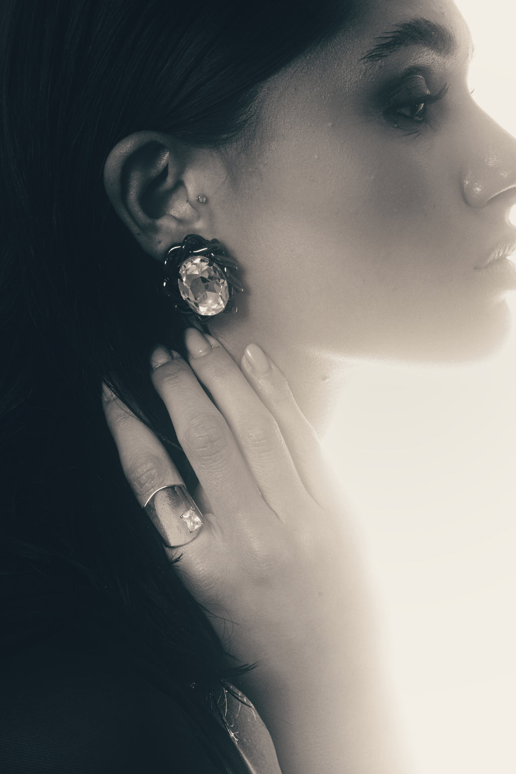 EARRING URBAN CRYSTAL — SILVER