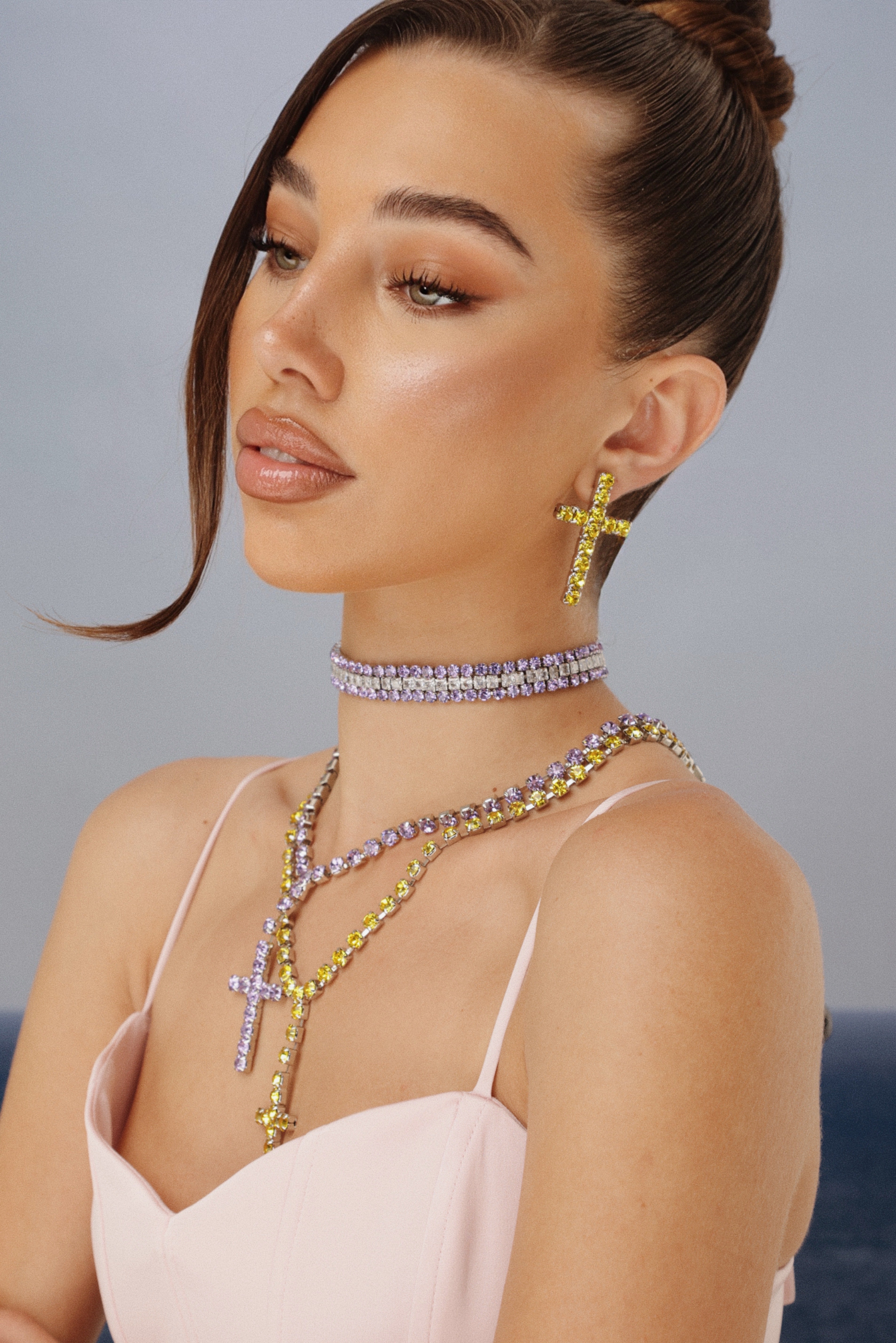 CHOKER TRIPLE GLOW — SILVER