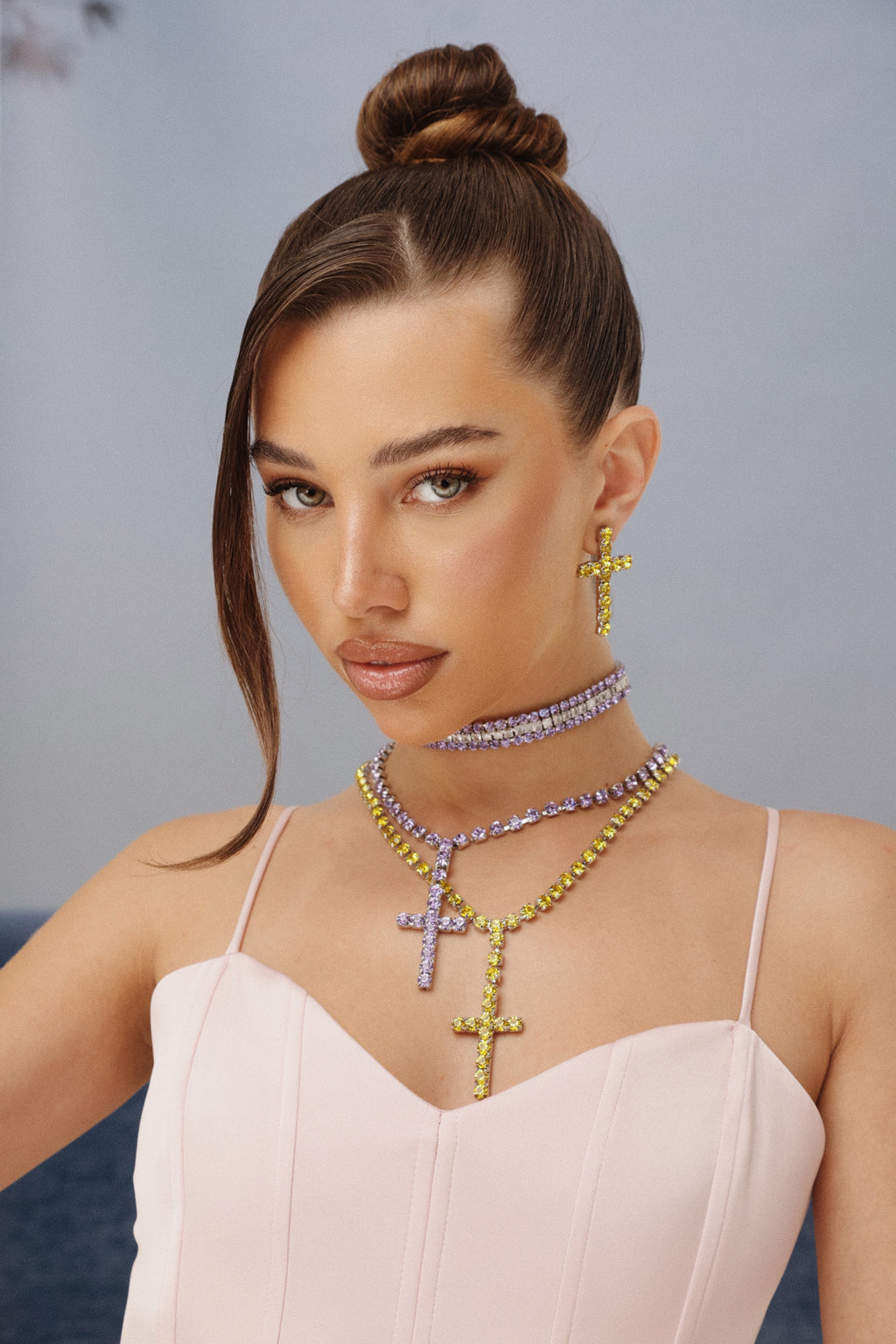 EARRINGS TRIPLE GLOW — SILVER